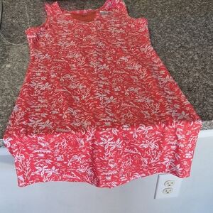Columbia Coral White Tropical Print Sleeveless Dress
